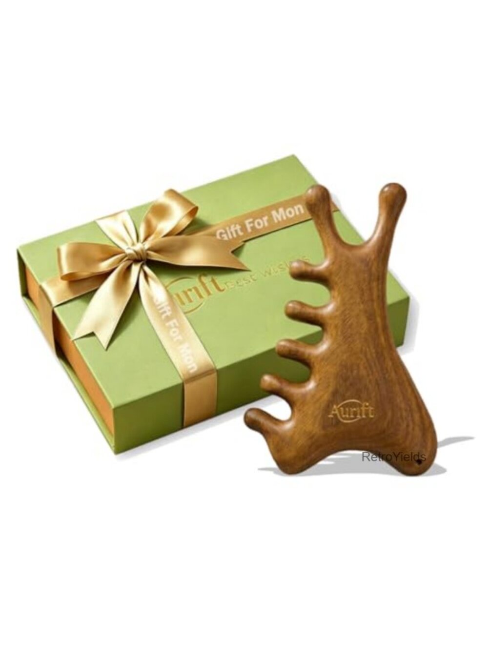 Wooden Face Roller & Gua Sha Set - Natural Sandalwood Facial Massage Tool for